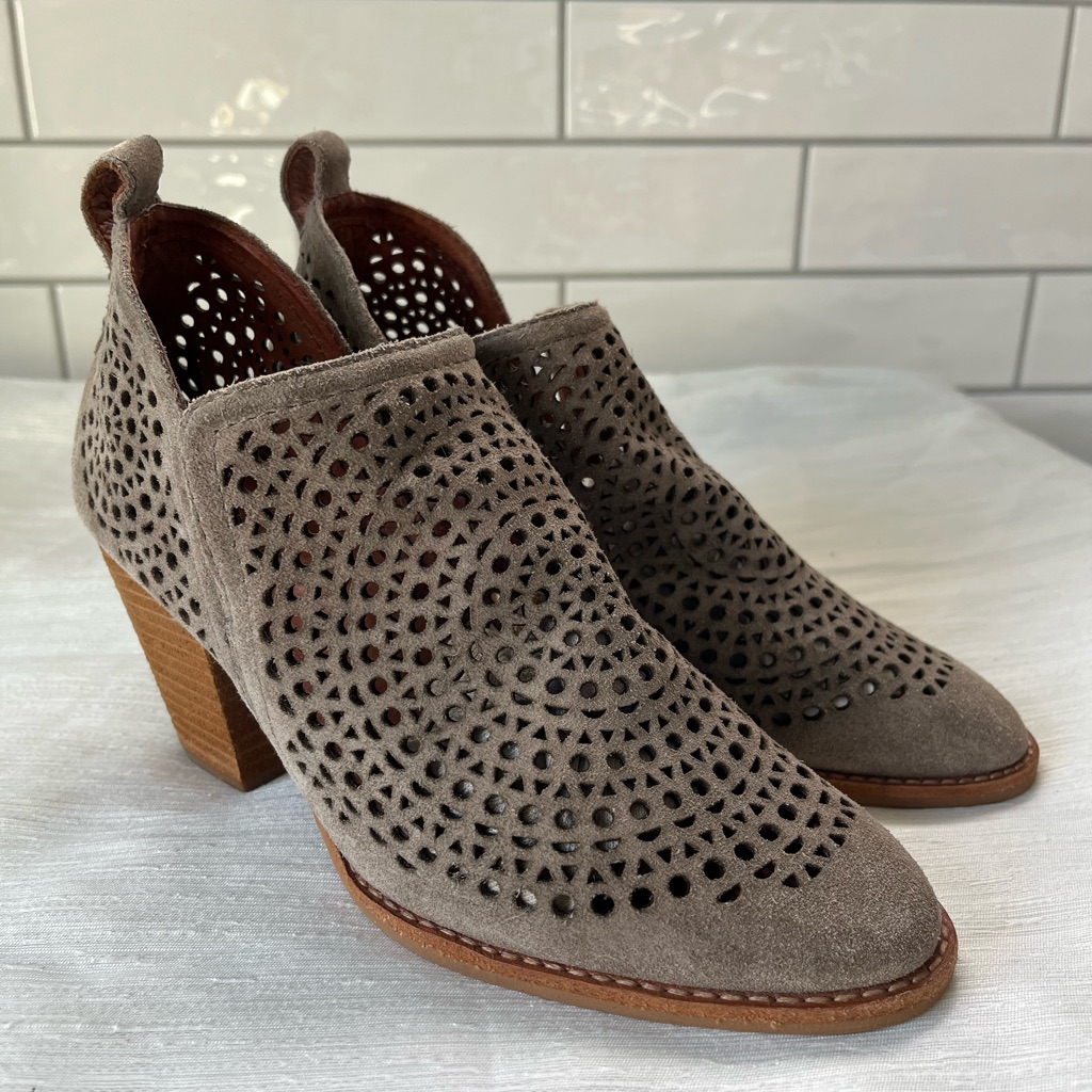 Jeffrey Campbell Taupe Suede Cutout Ankle Booties